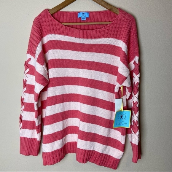 CeCe Stripe Boat Neck Sweater - Picture 2 of 6
